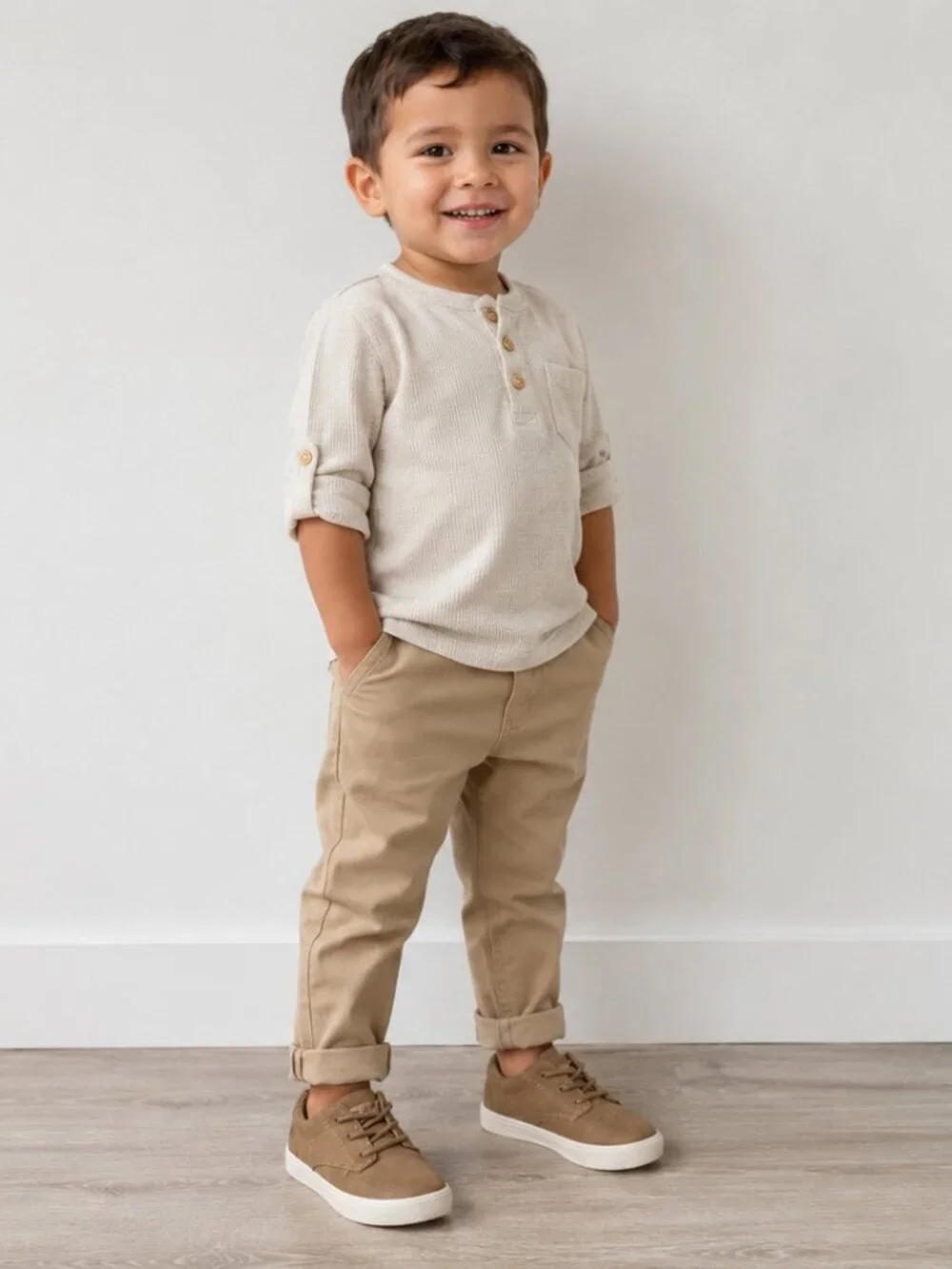 OshKosh B’gosh Putney Toddler Boys Tan Lace Up Sneakers Shoes Size 8M